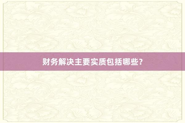 财务解决主要实质包括哪些？